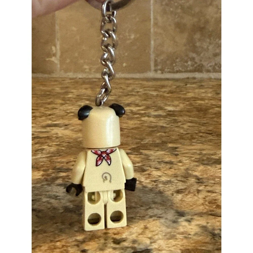 LEGO Dog Character Minifigure Keychain w/ Metal Chain & Ring